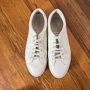 Massimo Dutti Men's White Leather Trainers Size EUR 43 (US 10 - 10.5)